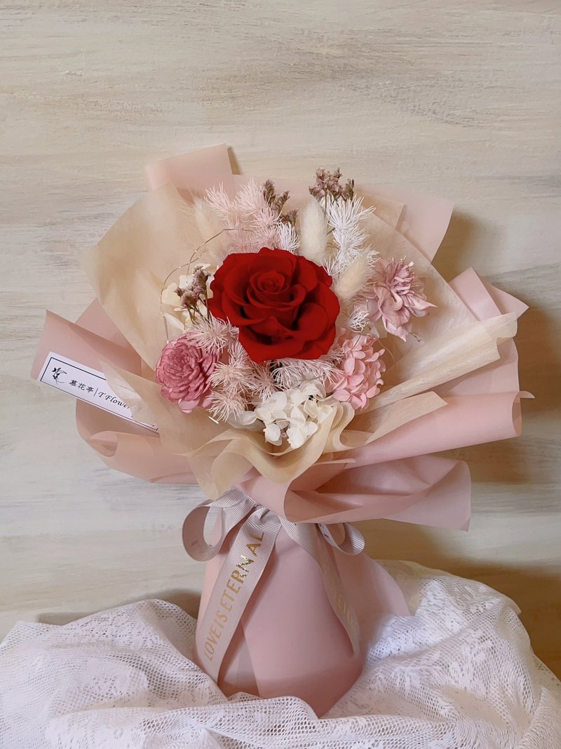 永生花束/红色玫瑰花 - 干燥花/捧花 - 其他材质 红色