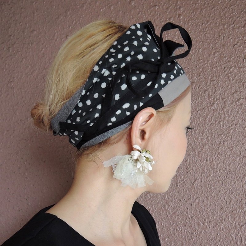 RATA 拉塔灰色头巾【日本】 - 发饰 - 棉．麻 黑色