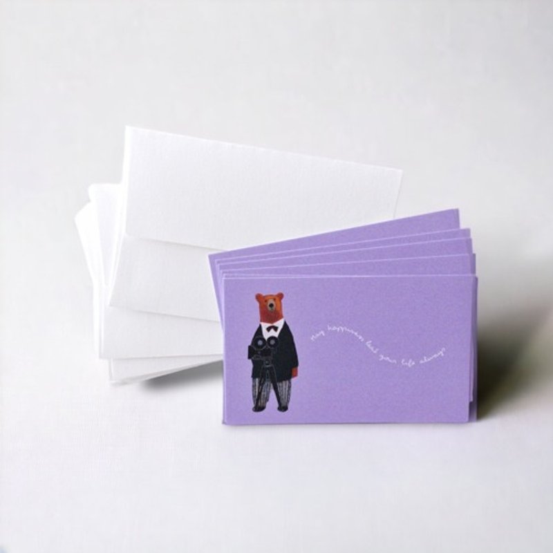 留言卡信封套装（Kinema Bear/紫） - 卡片/明信片 - 纸 