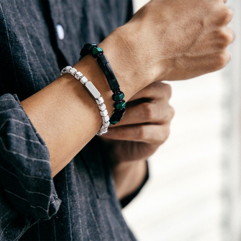 【Nouvelle】R.A.M. | 孔雀石。黑玛瑙手链 - 手链/手环 - 水晶 