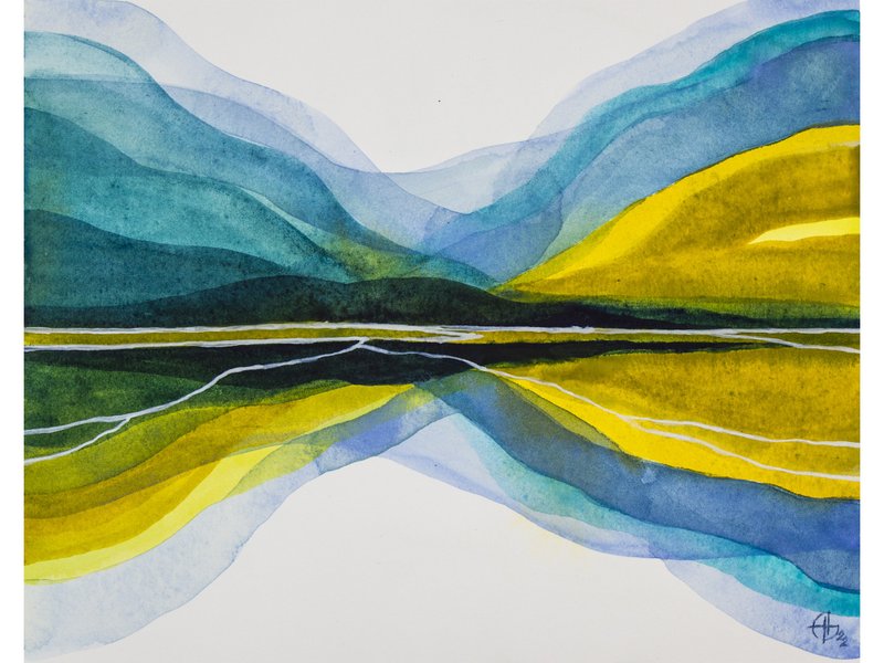 Maui Painting Original Art Hawaii Abstract Watercolor Kalahaku Landscape Art - 海报/装饰画/版画 - 纸 黄色