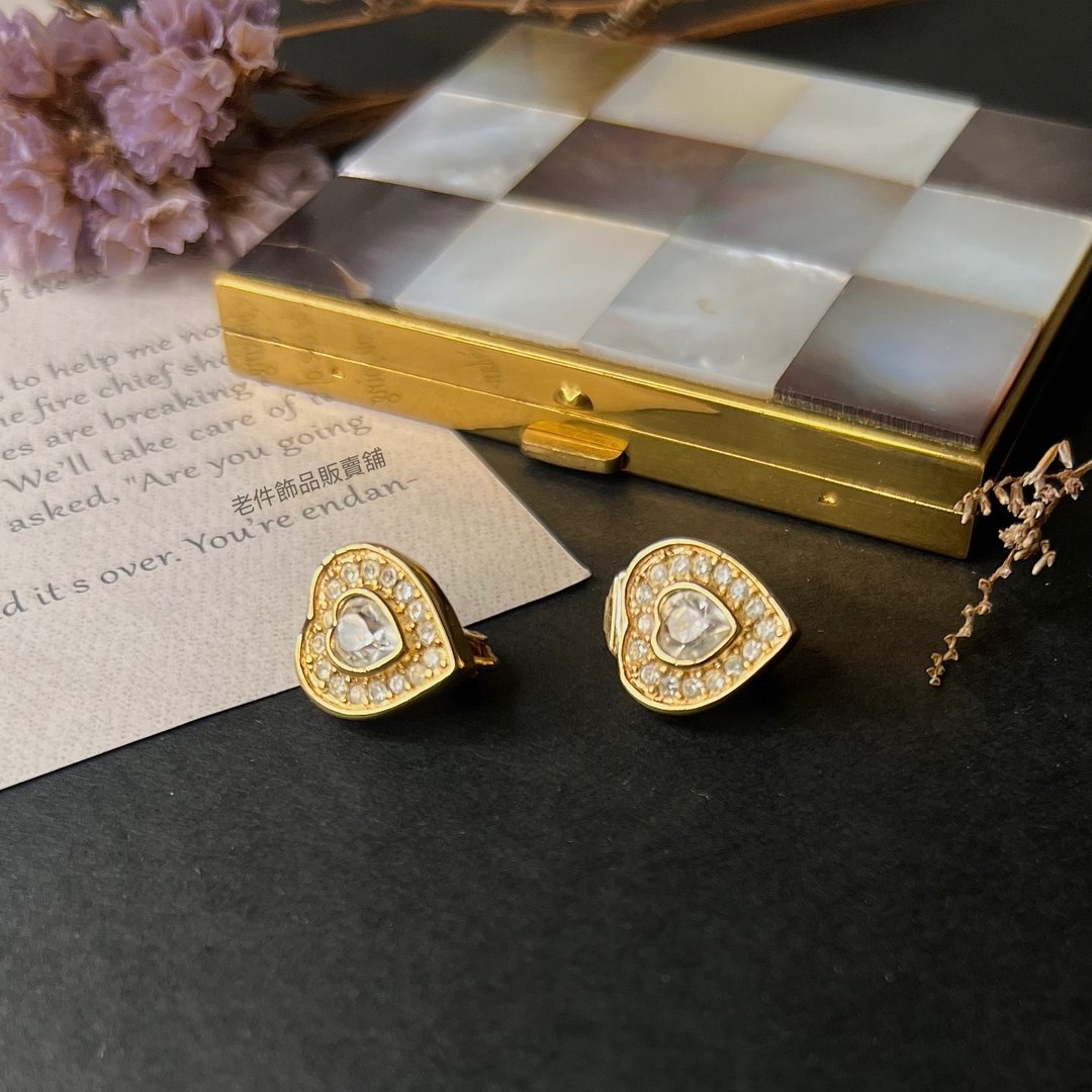 Christian Dior Germany 老迪奥爱心耳夹 - 耳环/耳夹 - 贵金属 金色