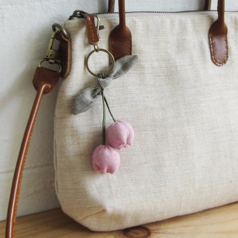 两朵郁金香钥匙圈-天然植物染 - 钥匙链/钥匙包 - 棉．麻 多色