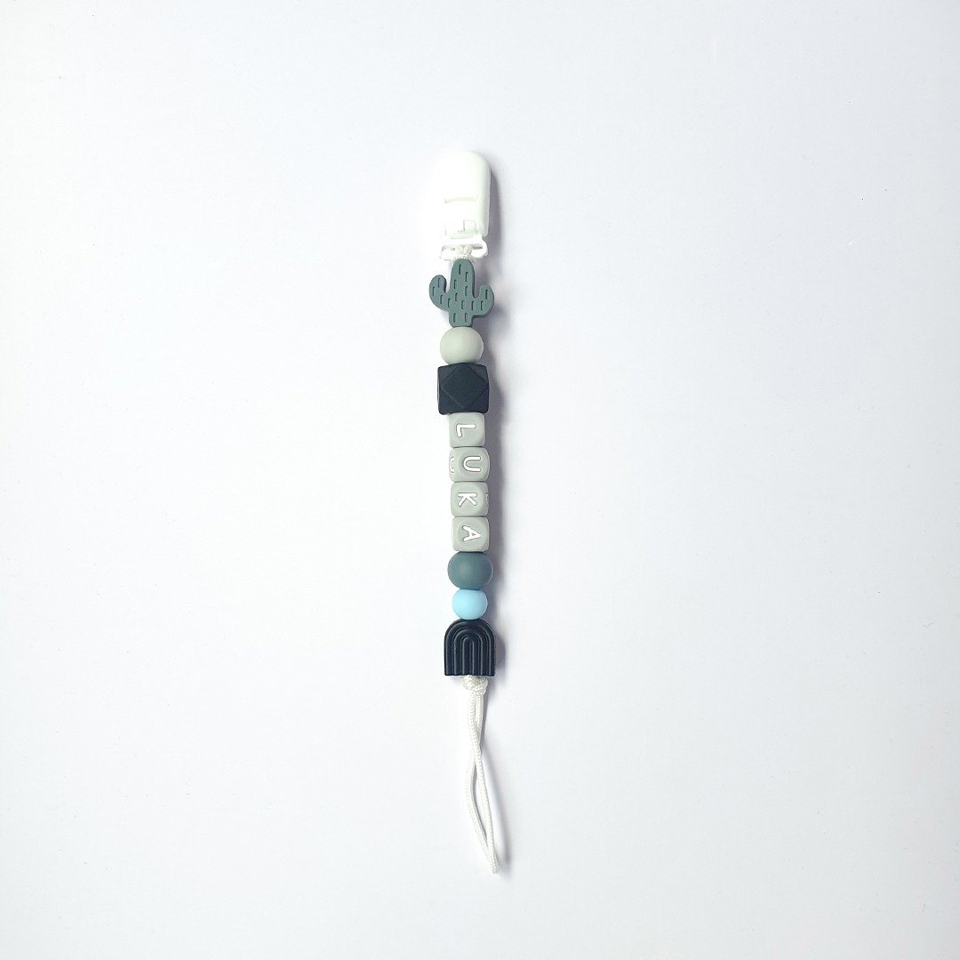 LUKA 单色彩虹 仙人掌奶嘴链夹 / 定制化奶嘴链 可套香草奶 - 玩具/玩偶 - 其他材质 灰色