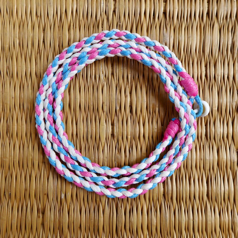 经典鱼骨编织三圈手环 冲浪绳 贝壳手环 脚环 海洋风饰品 - 手链/手环 - 其他人造纤维 蓝色