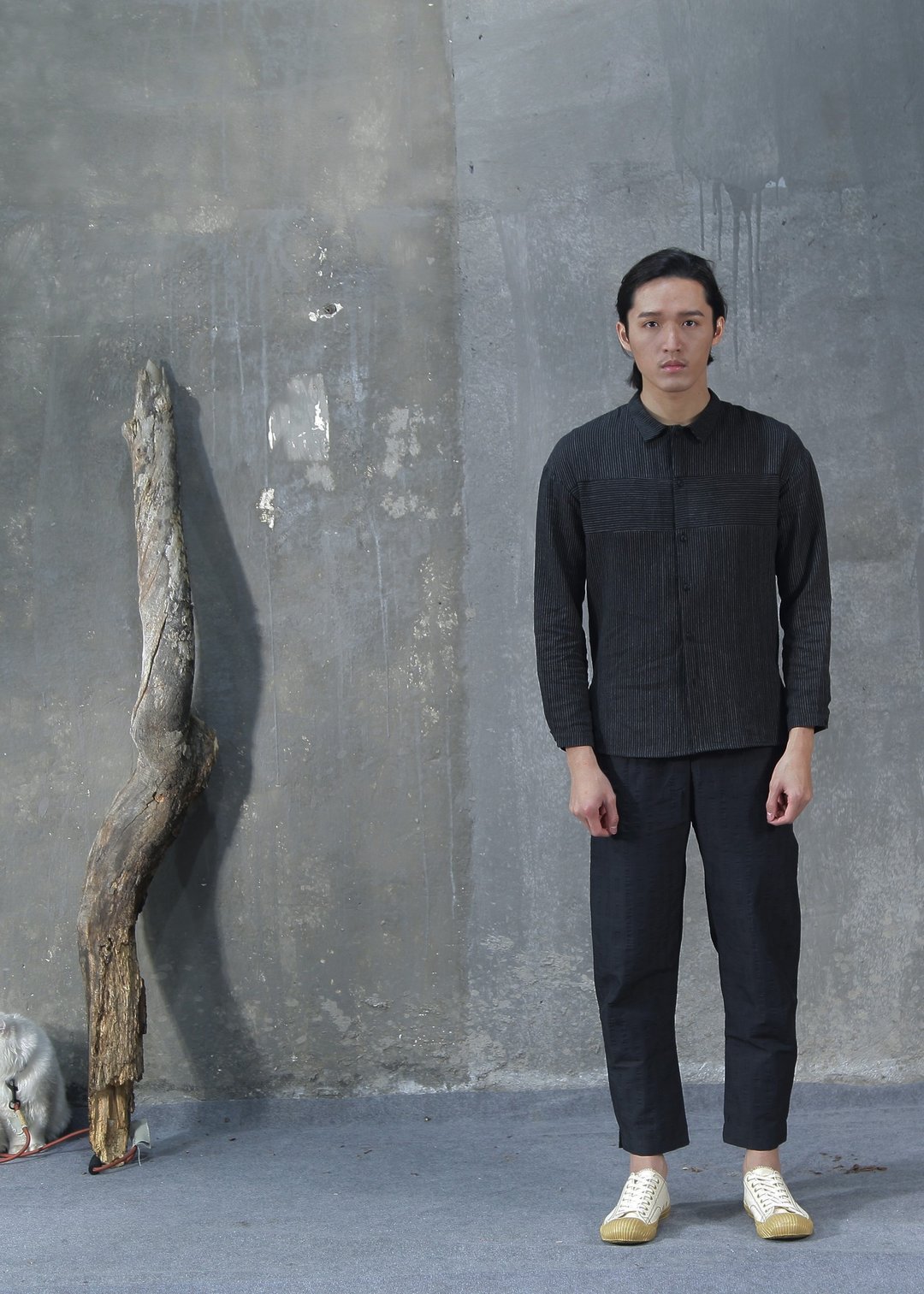 Striped Line Shirt -Black - 男装衬衫 - 棉 黑色