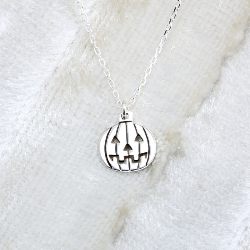【Angel & Me】南瓜 小恶魔 s925 纯银 项链 生日 万圣节 礼物 - 锁骨链 - 纯银 银色