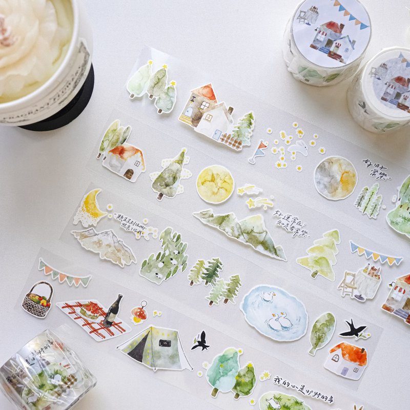 山月椿  森林治愈田园系列胶带 手帐素材 - 纸胶带 - 纸 多色