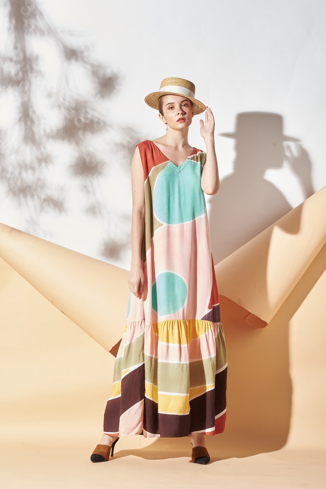 Long Dress Cotton Rayon Hand Paint Art&Decor - 洋装/连衣裙 - 棉 多色