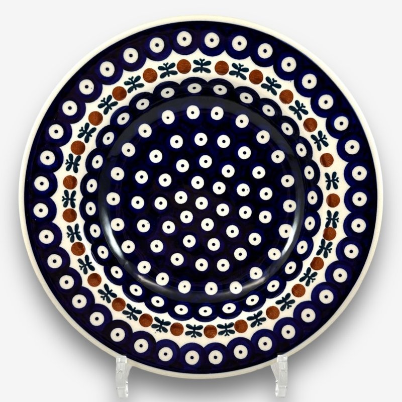 波兰手绘手工陶-义面盘 圆盘 深盘 24cm 孔雀眼系列 设计师款 - 盘子/餐盘/盘架 - 陶 蓝色