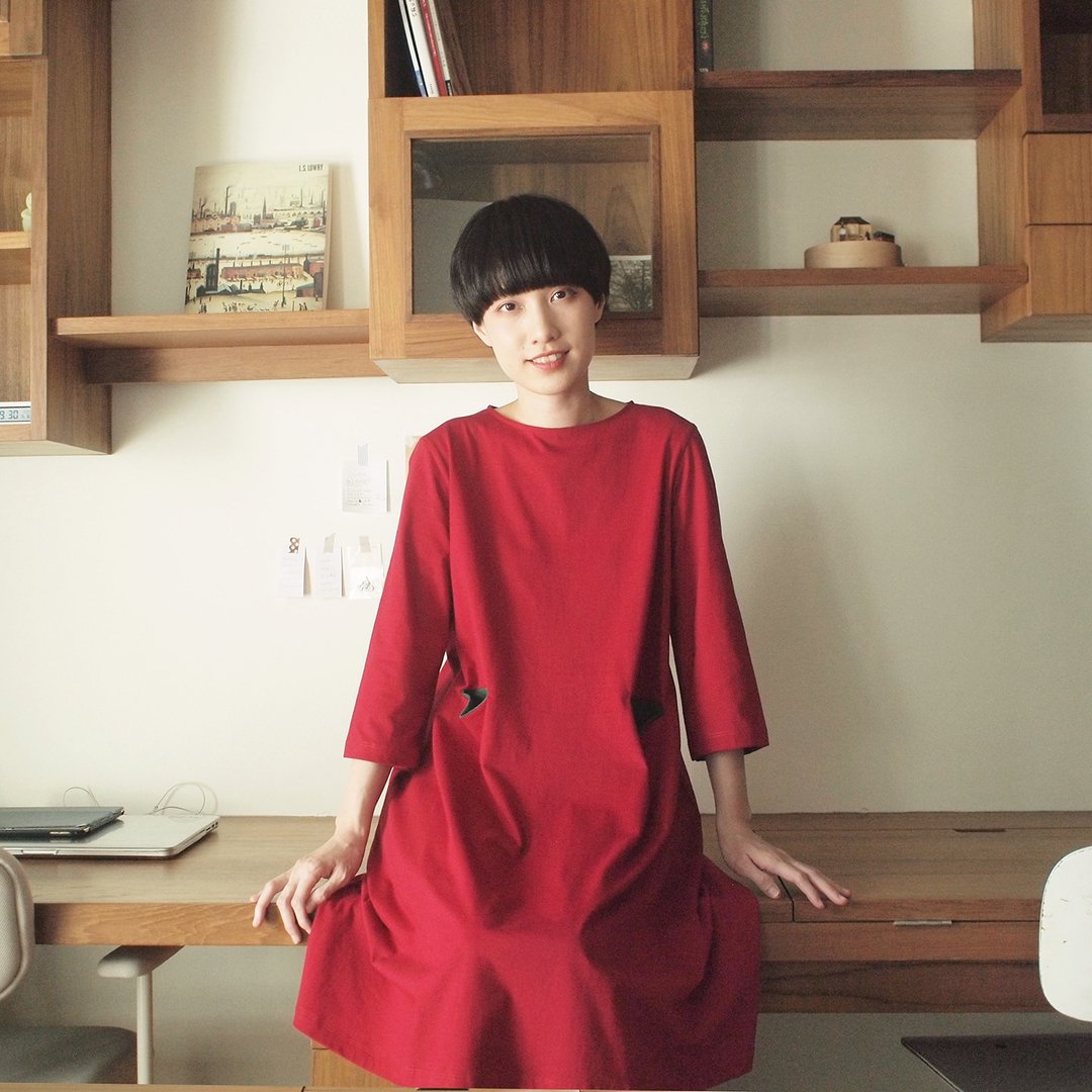 contrast pocket dress : red - 洋装/连衣裙 - 棉 红色