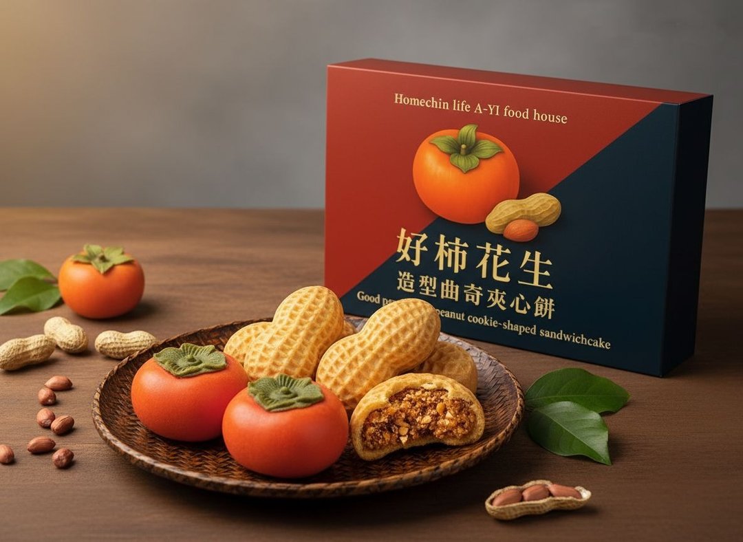鸿琴生活—好柿花生造型曲奇夹心饼礼盒(12入) - 手工饼干 - 其他材质 