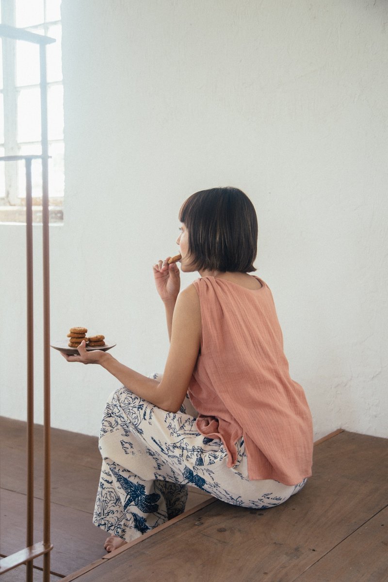 Mulmul Feather pink coral top - 女装上衣 - 棉 粉红色