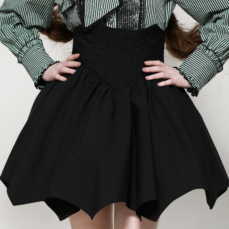 素色古典高腰百折伞状短裙DARK IN LOVE台湾代理JDIKW371 - 裙子 - 聚酯纤维 