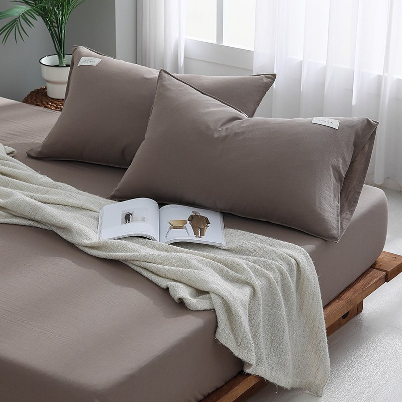 和织轻捻纱三件式枕套床包组/雀茶 - 寝具 - 棉．麻 咖啡色