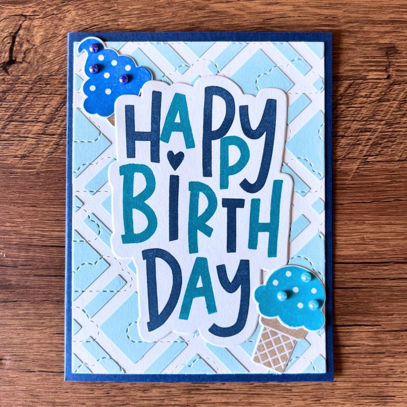 HAPPY BIRTHDAY 天蓝 雪糕 生日卡 - 卡片/明信片 - 纸 蓝色