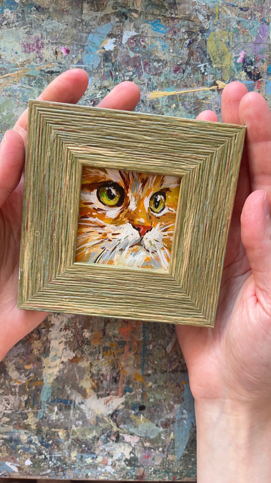 猫咪画作 原创动物艺术压克力画作 小幅艺术品 - 海报/装饰画/版画 - 其他材质 橘色