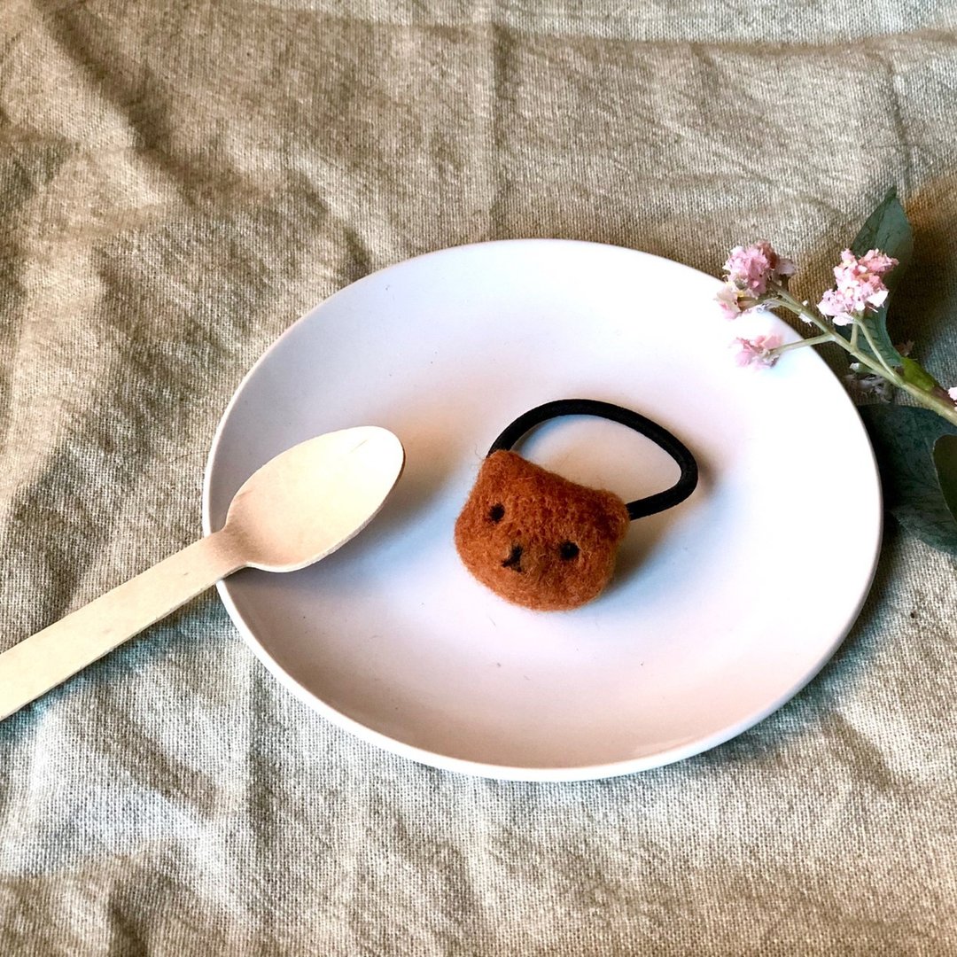 雪球巧克力_羊毛毡巧克力棕熊 发圈 - 发饰 - 羊毛 咖啡色