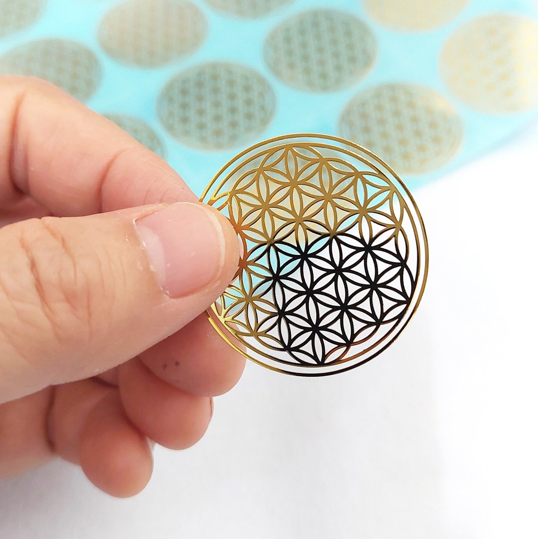 【宇能】生命之花金属贴纸3.5cm*20个 (分离贴,10丝厚)神圣几何图 - 贴纸 - 纸 金色