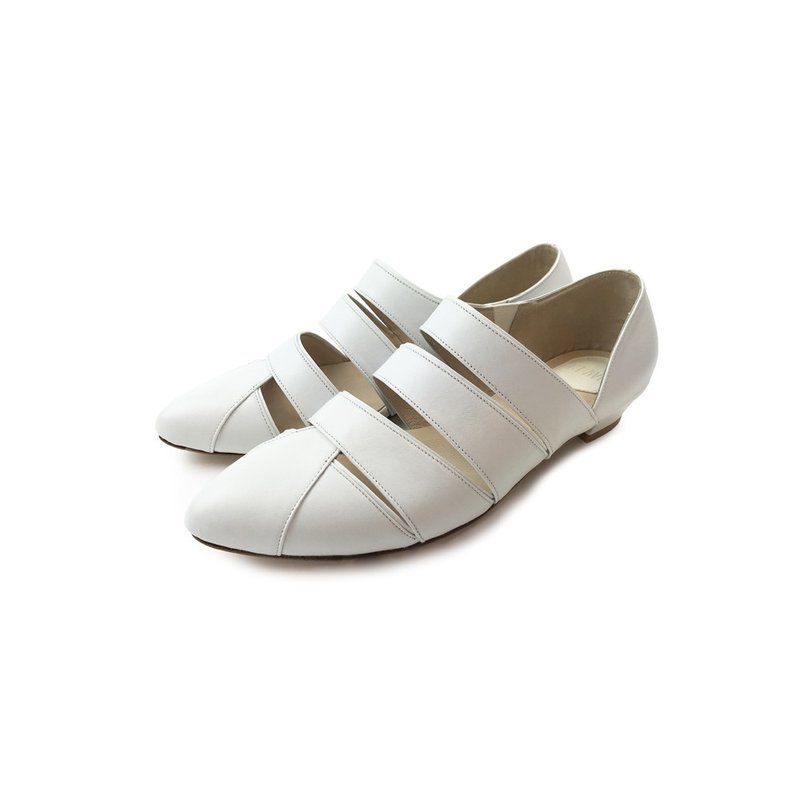 /The Deep/ 深海主题鞋Pannychia-发光海参-白-条带设计凉鞋 - 女款休闲鞋 - 真皮 白色