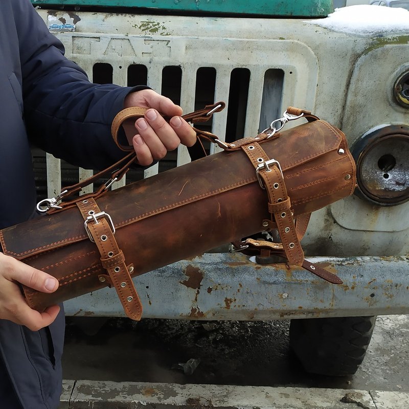 手工皮革刀卷包 - 菜刀/刀架 - 真皮 多色