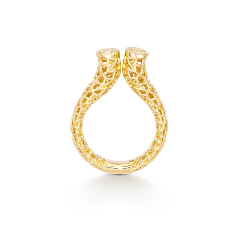Nalikere Collection Silver Jewelry 925 Yellow Gold Plating with White Topaz - 戒指 - 宝石 金色