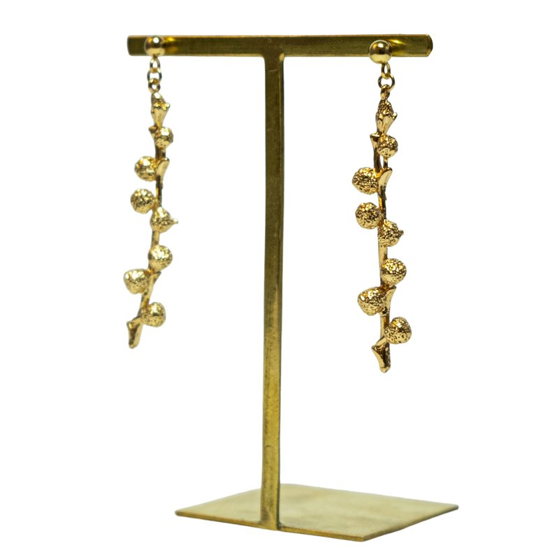 Gold branch earrings - 耳环/耳夹 - 其他金属 金色