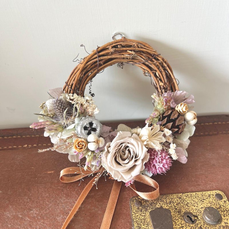 永生玫瑰小花圈・柔雾玫瑰 × 自然果实的小巧祝福 - 干燥花/捧花 - 植物．花 