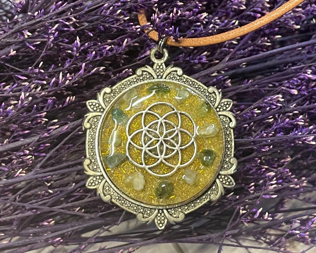 生命种子水晶项链 | 宇宙符号吊坠 | 水晶饰品 | 促进和谐关系 - 项链 - 水晶 多色