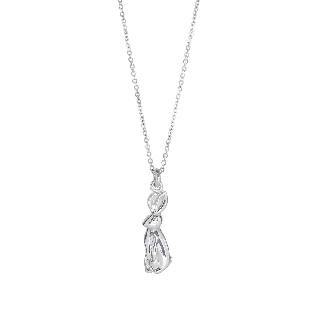 Rabbit Silver Necklace 可爱兔子动物造型纯银生肖项链 新年礼物 - 项链 - 纯银 银色