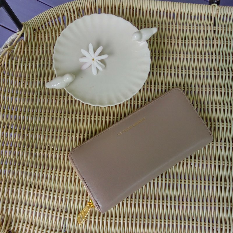 【FUGUE Origin】ZIPPY WALLET - Women's Genuine Leather Long Wallet - 皮夹/钱包 - 真皮 咖啡色