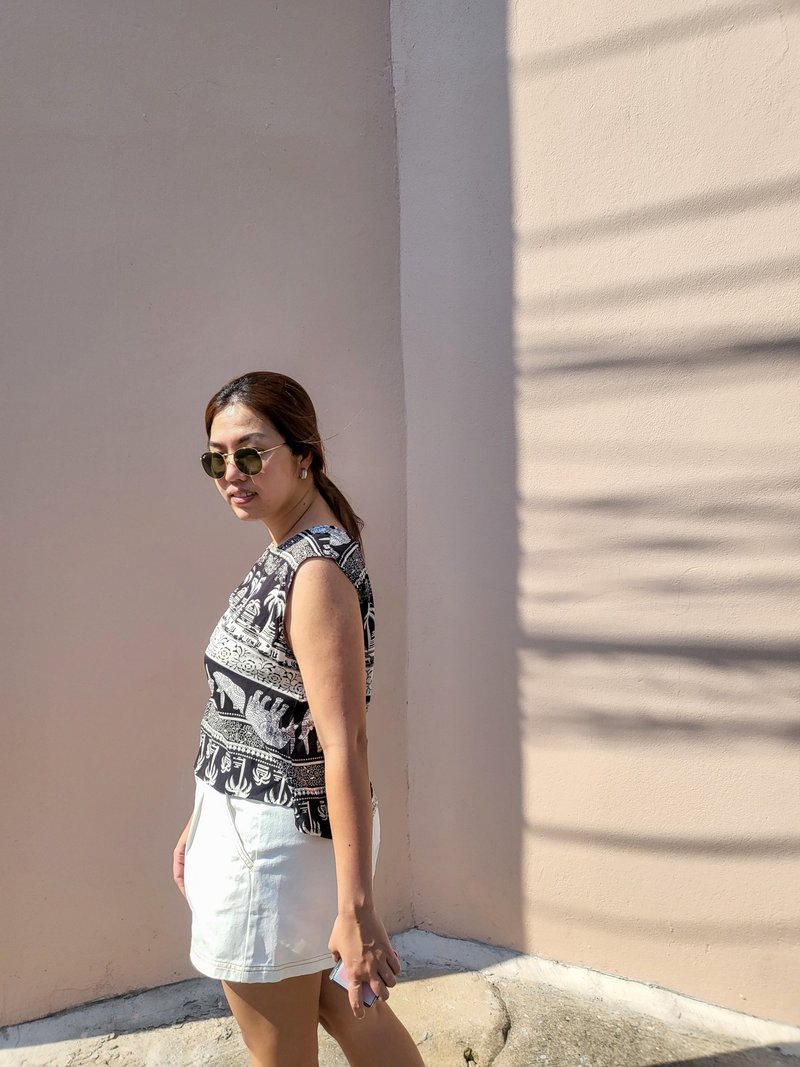 Thai elephant 泰国象纹上衣 - 男装外套 - 棉．麻 黑色