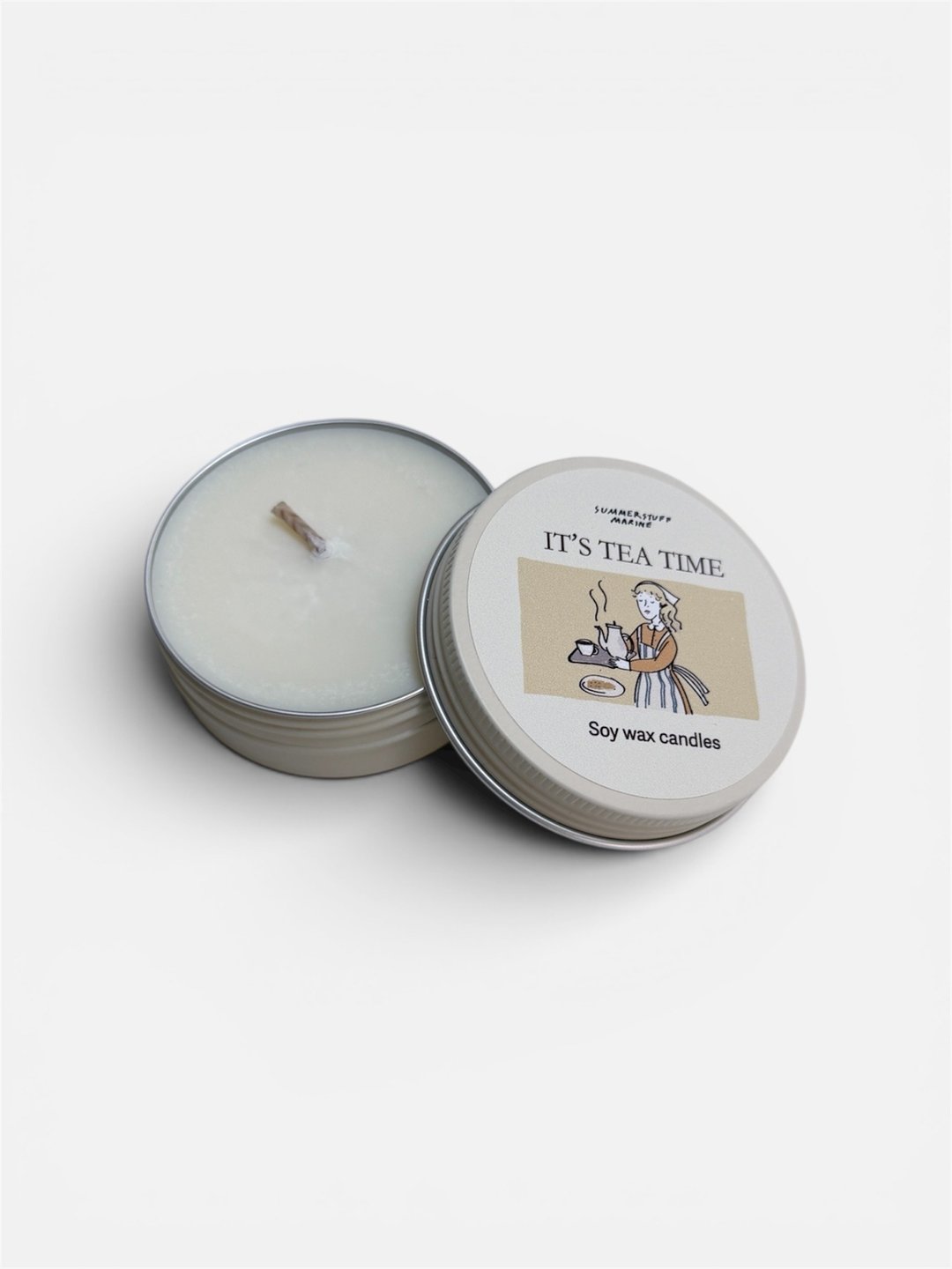 Summerstuff.marine - 大豆蜡香氛蜡烛 IT'S TEA TIME (60 g) - 蜡烛/烛台 - 蜡 白色