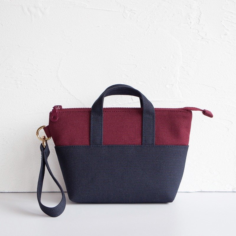 帆布包中号收纳包手拿包 撞色 手机可放/5色可选 交换礼物 - 手拿包 - 棉．麻 红色