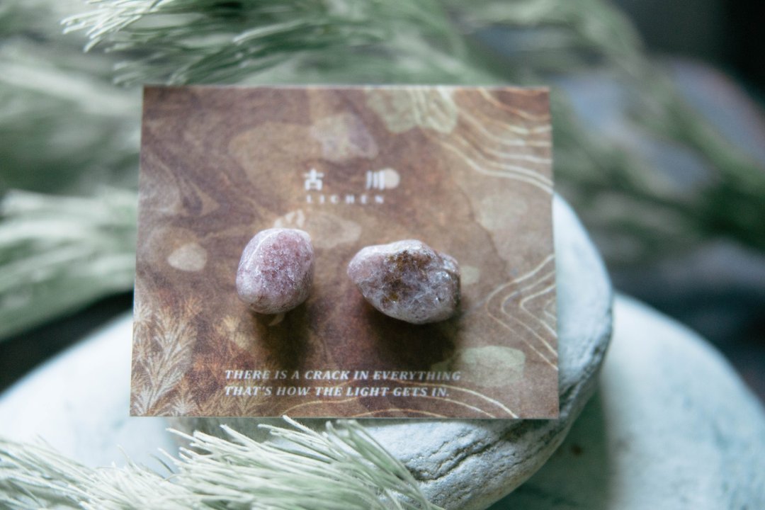 CRACK | 矿物系耳环 |  EARRINGS - 耳环/耳夹 - 玉石 粉红色
