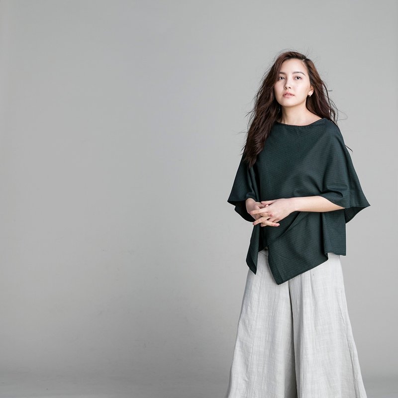 斗篷 - 墨绿 - 女装上衣 - 棉．麻 绿色