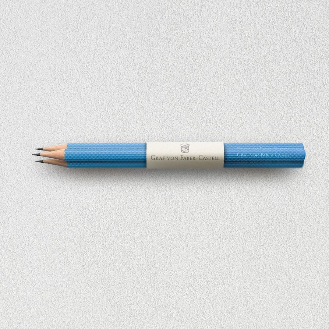 【Graf von Faber-Castell】绳纹铅笔3入-海湾蓝(原厂正货) - 铅笔/自动铅笔 - 其他材质 蓝色
