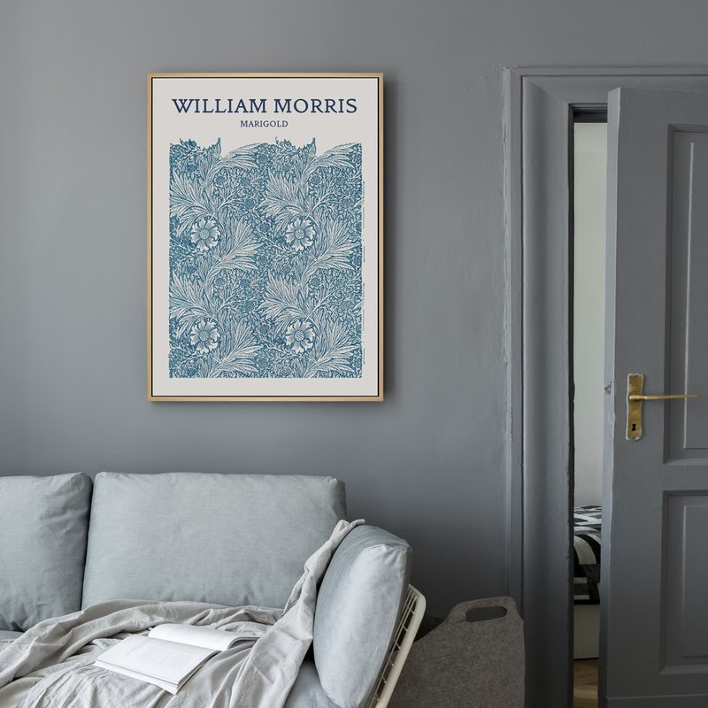 万寿菊-复古蓝色万寿菊挂画/装饰画/开店送礼 - 海报/装饰画/版画 - 棉．麻 多色