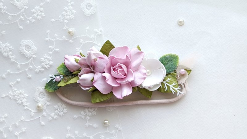 花童头带粉色花朵配饰伴娘发片 - 婴儿饰品 - 其他材质 