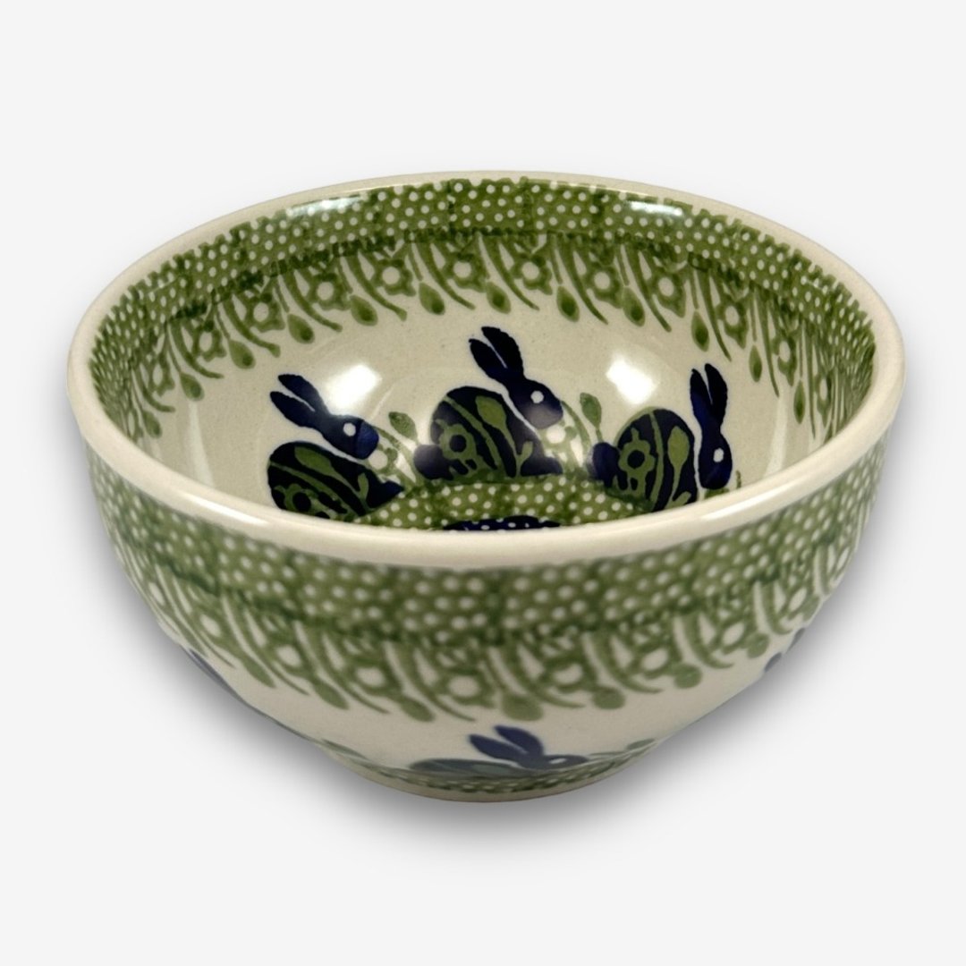 波兰手绘手工陶-饭碗 13cm 荒原野兔系列 设计师款 - 碗 - 陶 绿色