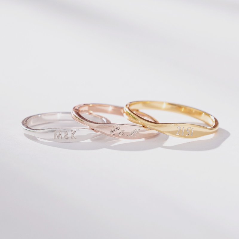 【定制化礼物】可堆叠细戒指/名字 文字 数字/纯银 - 戒指 - 纯银 