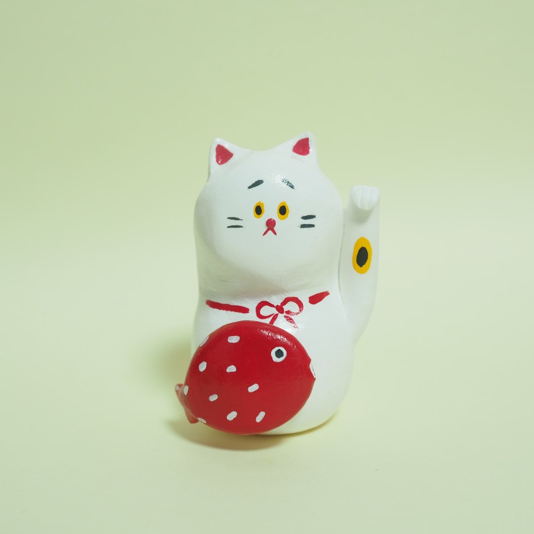 招财猫 - 玩偶/公仔 - 粘土 白色