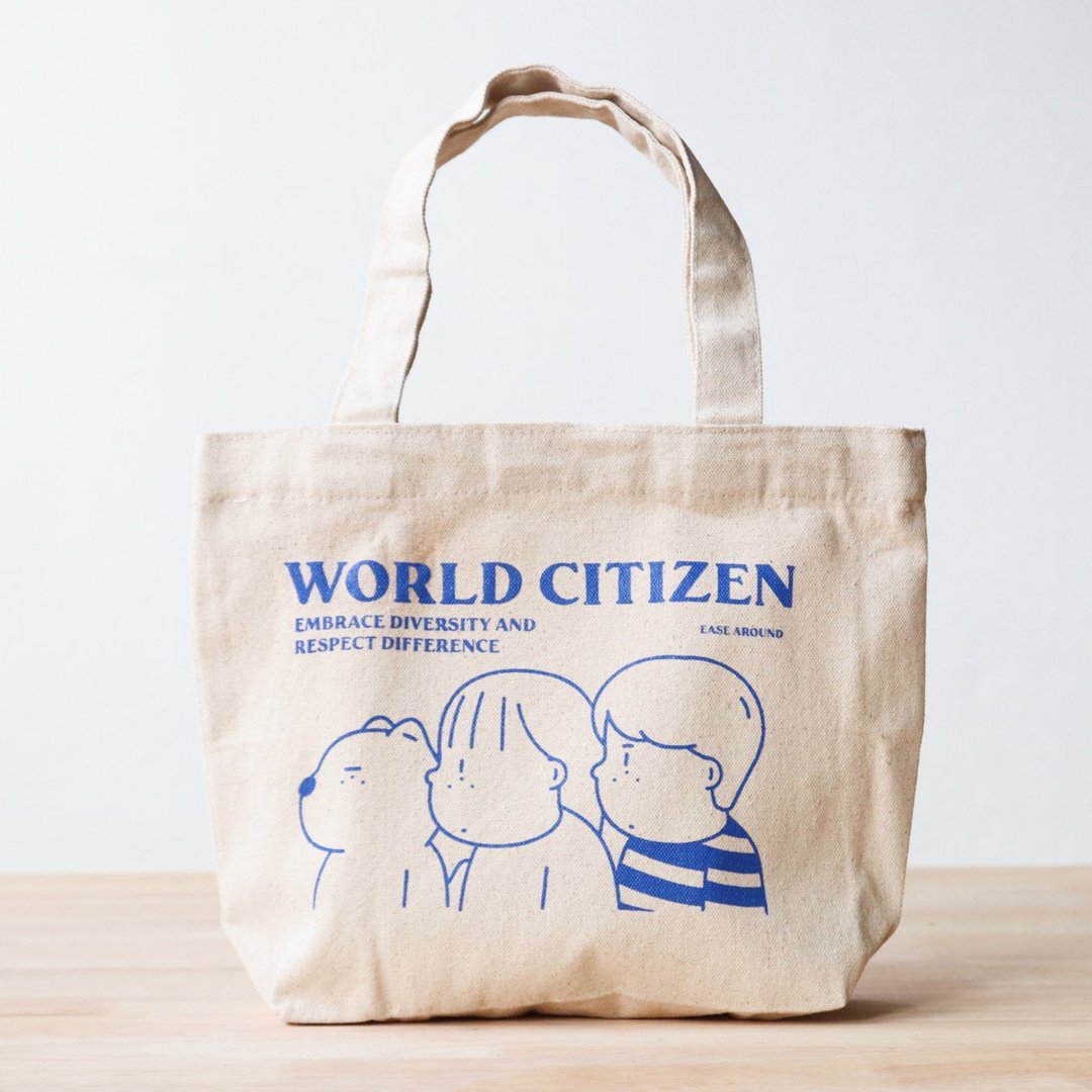 WORLD CITIZEN 帆布袋 (BABY BLUE) - 手提包/手提袋 - 棉 白色