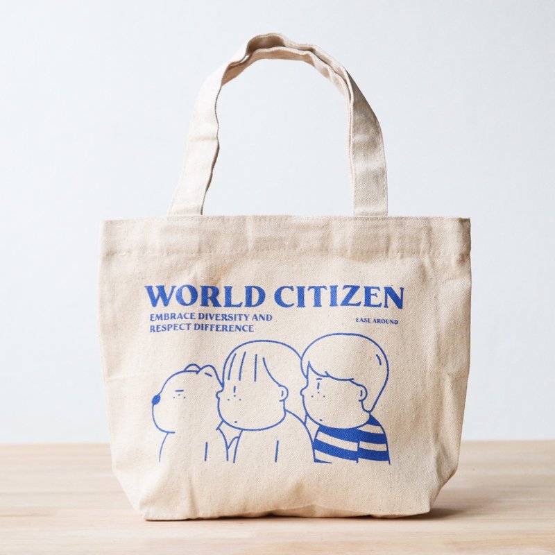 WORLD CITIZEN 帆布袋 (BABY BLUE) - 手提包/手提袋 - 棉．麻 白色