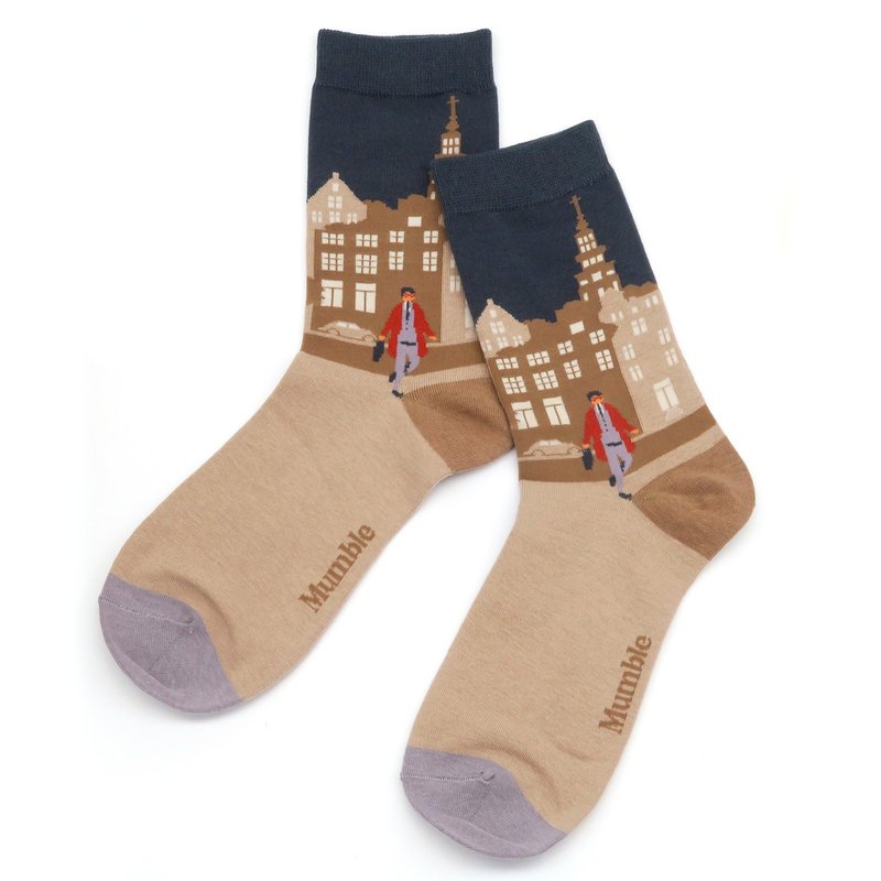 Mumble 袜子 (Midnight in Paris) - 袜子 - 棉．麻 卡其色