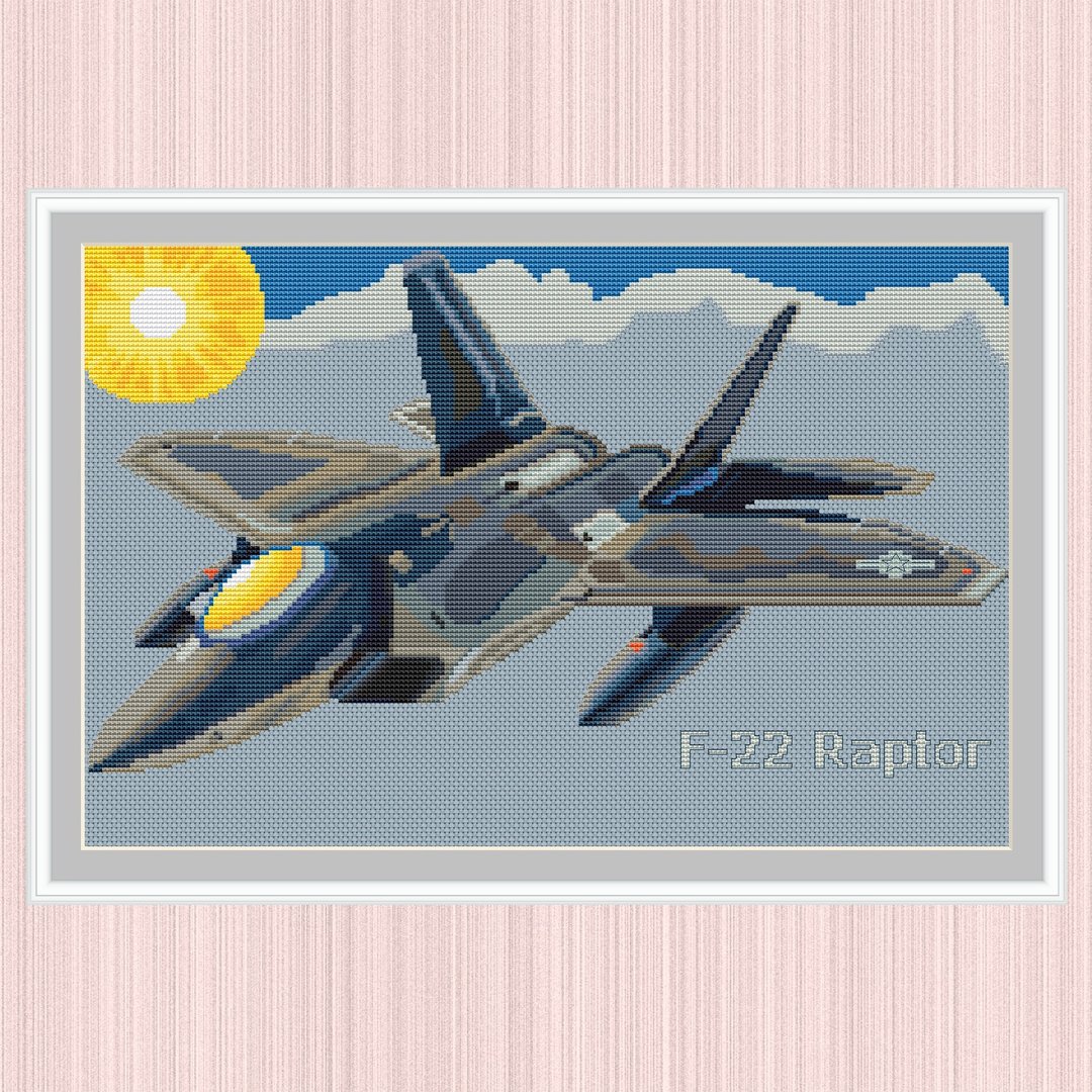 F-22 Raptor Cross Stitch Pattern | Fighter Aircraft Cross Stitch | 十字繡圖案 | - 手工艺教程/工具书 - 其他材质 
