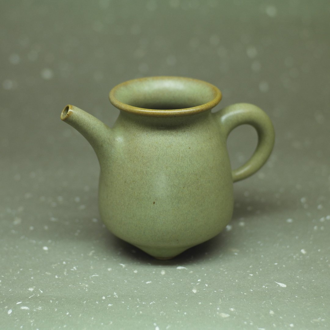 橄榄绿釉 桶身 三足 正把茶海、公道杯、匀杯 手作陶艺 茶道具 - 茶具/茶杯 - 陶 