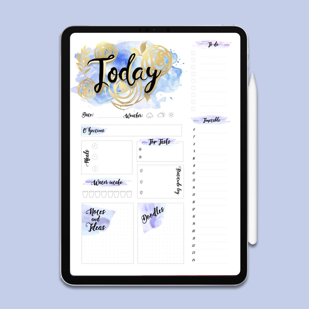 每日电子手帐 / 执行表模板 Daily To-Do List / 莫兰蒂蓝紫色 - 电子手帐及素材 - 其他材质 蓝色