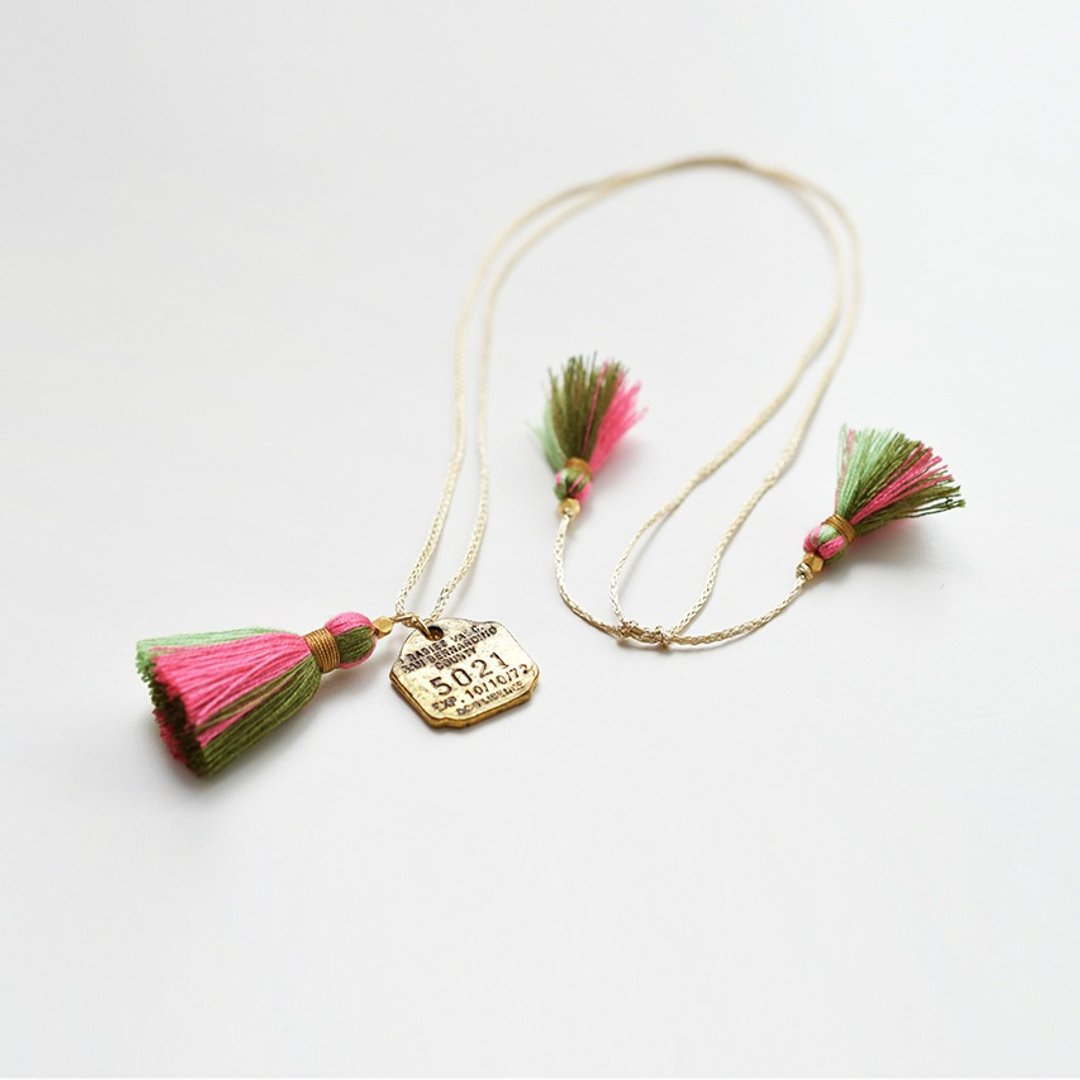 Necklace/3way tassel necklace/pink - 项链 - 其他材质 粉红色