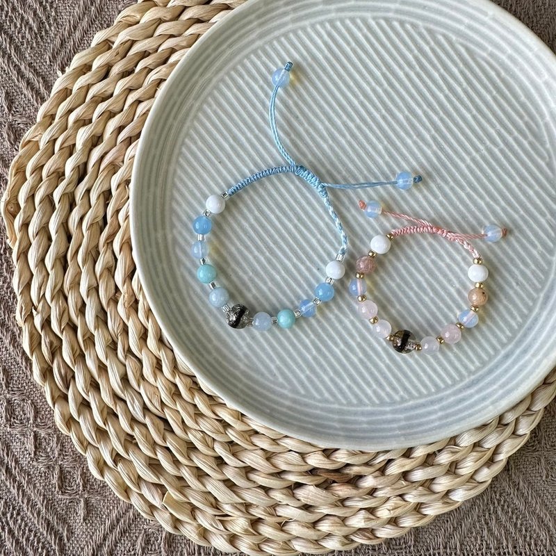 男女宝胎毛珠编织手链 - 手链/手环 - 水晶 